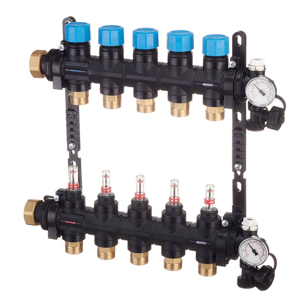 Коллекторная группа Henco MDK 1 x 5 x 3/4 EK композитная с расходомерами и термометрами MDK-05