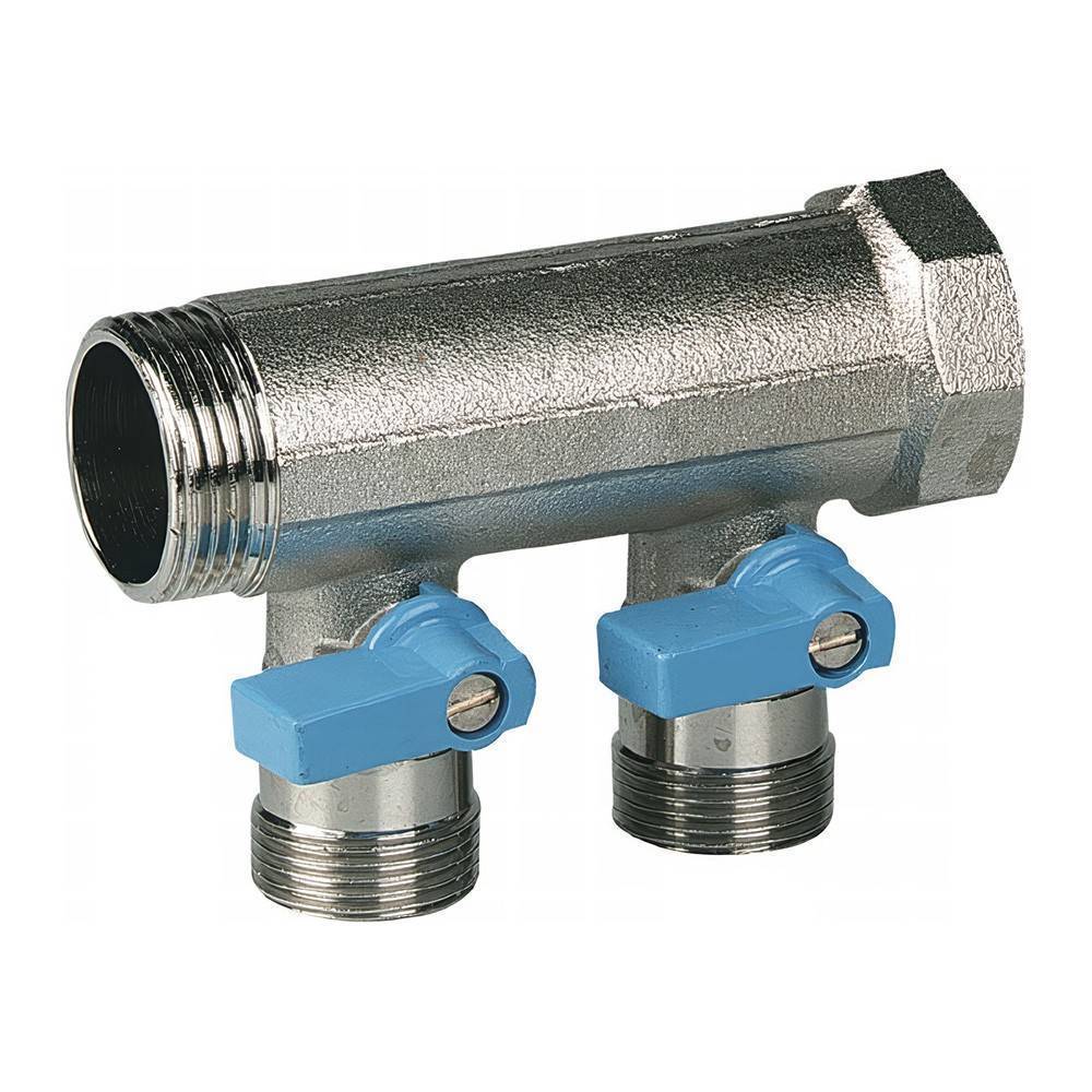 Коллектор HENCO 1 с синими шаровыми кранами 2 выхода 3/4 EK НС-1646864