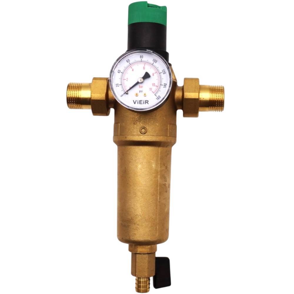 Фильтр промывной VIEIR 3/4 с регулятором давления и манометром для горячей воды VR173-20
