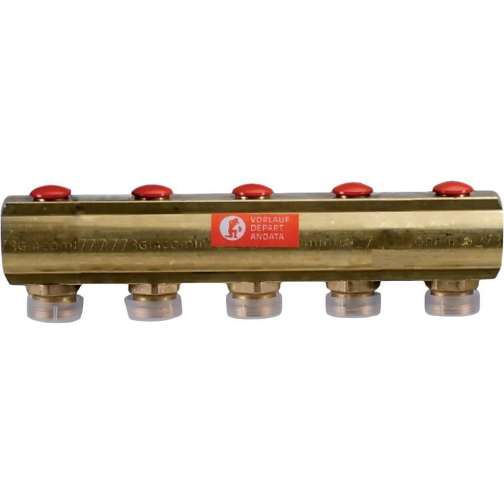 Коллектор Giacomini R553S 1 x 18 на 5 выходов с отсечными клапанами R553SY005