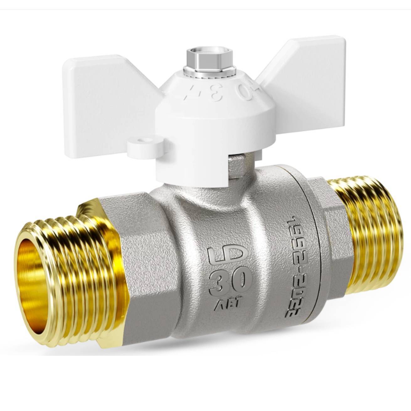 Кран шаровой латунный LD Pride 47.25.Н-Н.Б (White) Ду 25 Ру 40 нр-нр бабочка 47.25.Н-Н.Б (White)