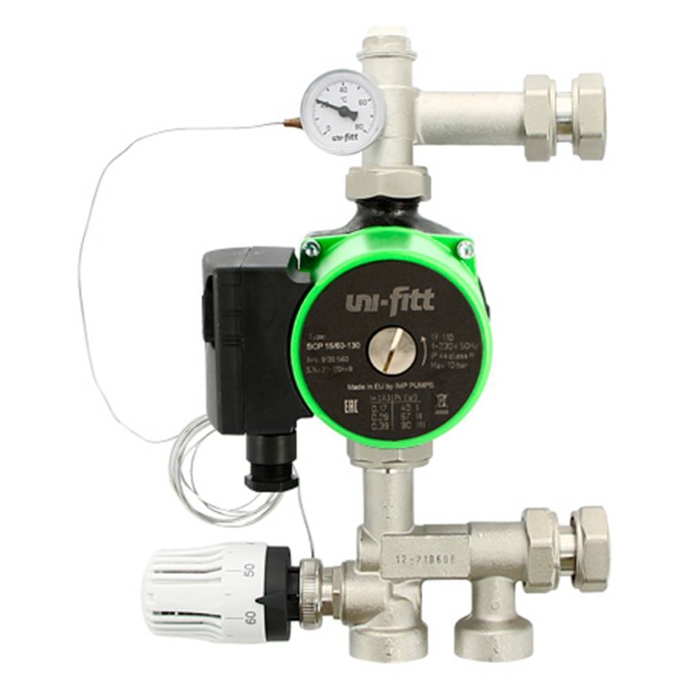 Насосно-смесительная группа Uni-Fitt SOLOMIX MINI 1 с накидной гайкой без насоса 481G2500
