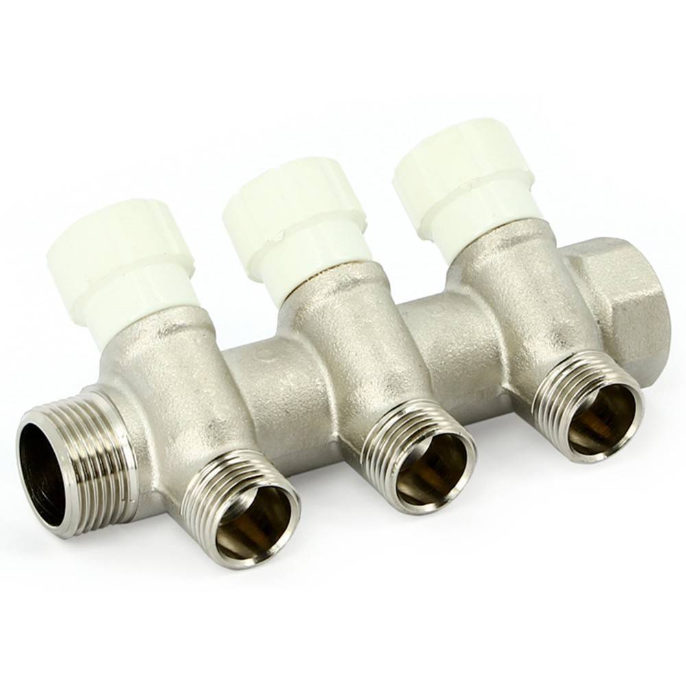 Коллектор Uni-Fitt с вентилями 1х4 выхода 3/4 EK никелированный 404N4340