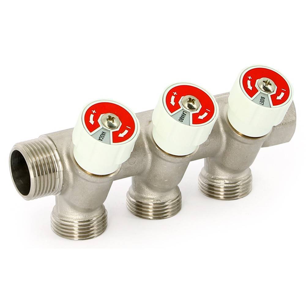 Коллектор Uni-Fitt с вентилями 1х4 выхода 3/4 EK никелированный 404N4340