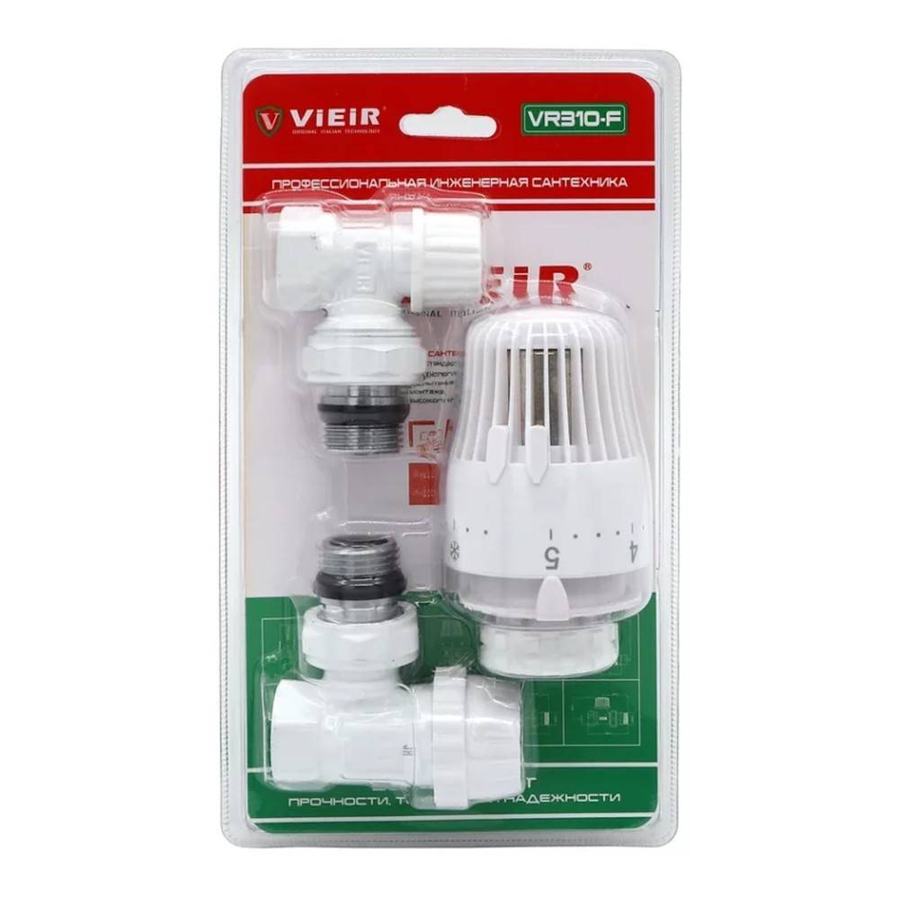 Комплект терморегулирующий VIEIR 1/2 угловой белый VR310-F