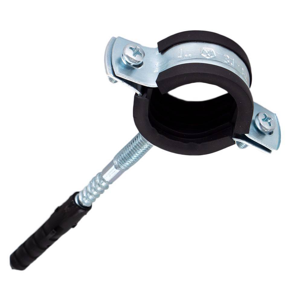 Хомут металлорезиновый СТМ с дюбелем и шурупом 1 дюйм 32-36 мм НС-1349365