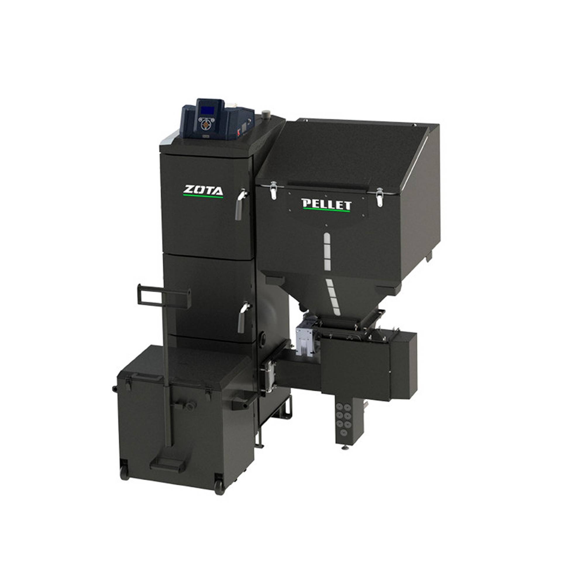 Котел пеллетный ZOTA Pellet Black 65 кВт комплект (корпус, механизм подачи, горелка, бункер) 2R-500 1679606