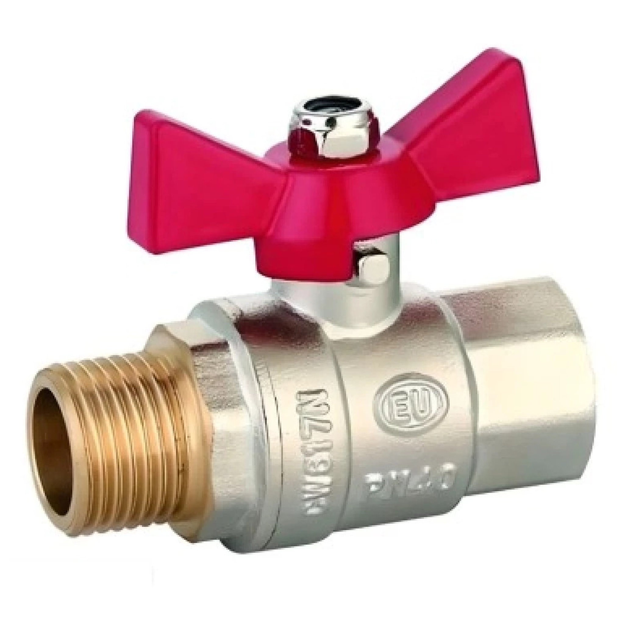 Кран шаровой ViEiR 3/4 дюйма ВН бабочка никелированный VR203-02