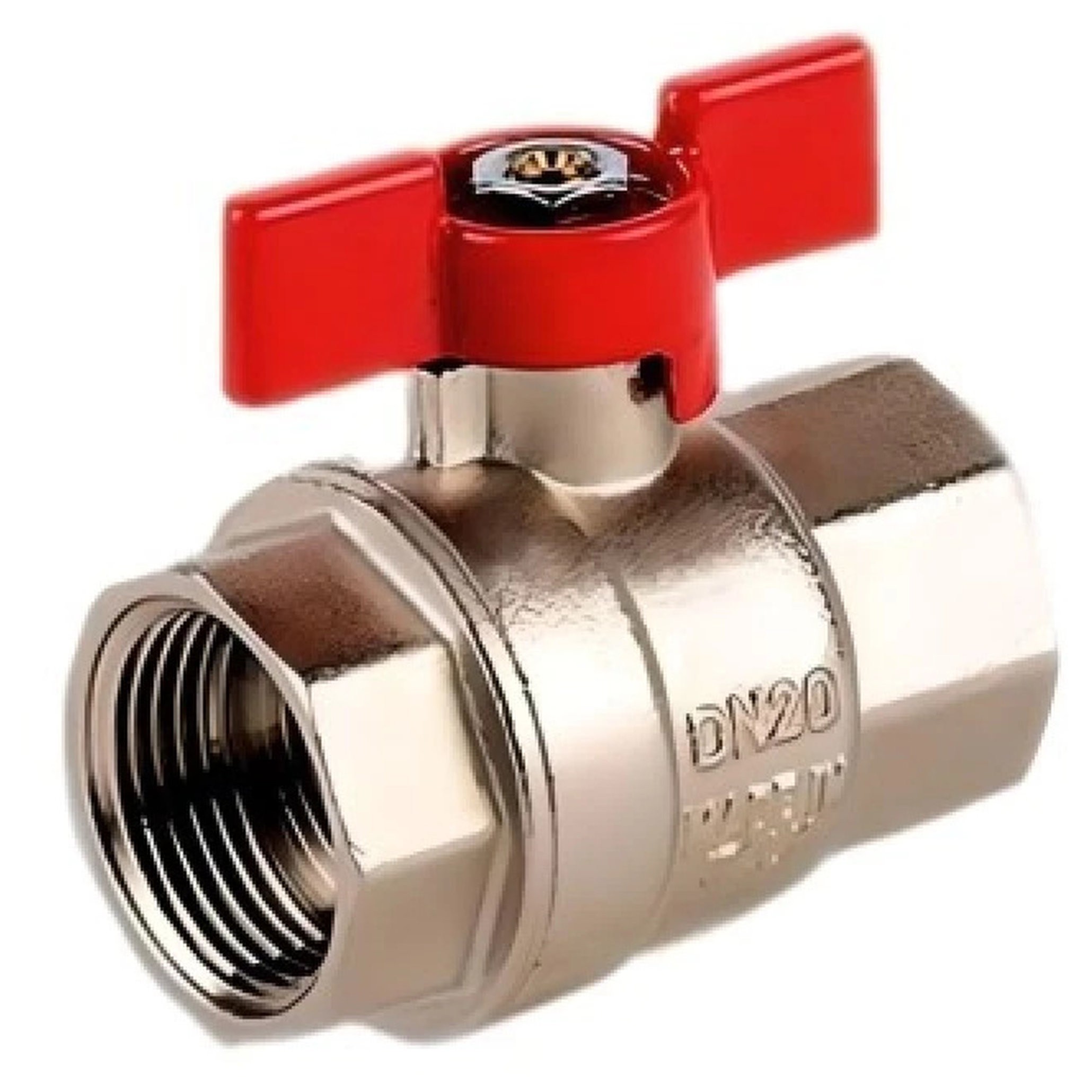 Кран шаровой ViEiR 3/4 дюйма ВВ бабочка никелированный VR201-02