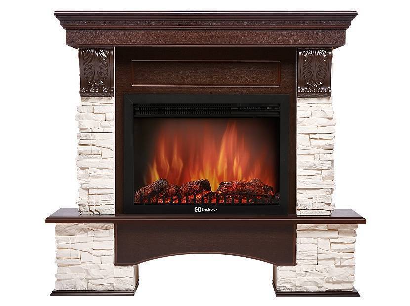 Портал для электрокамина Firelight Pietra 25U угловой белый камень шпон темный дуб НС-1199922