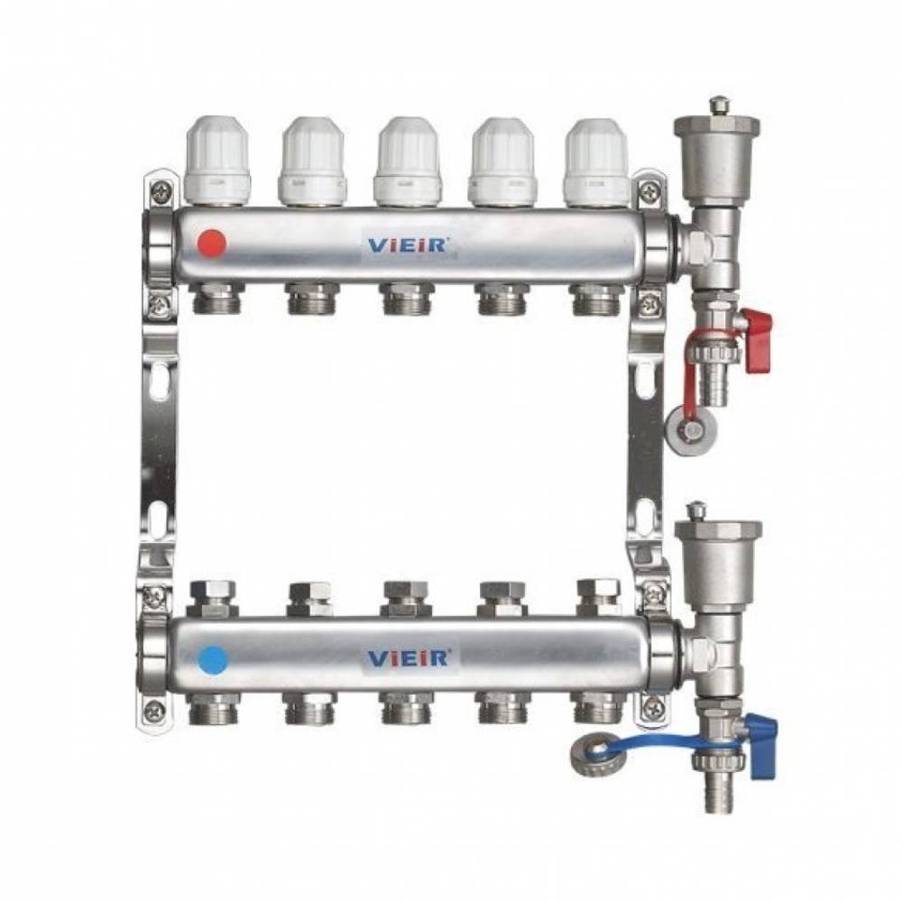 Группа коллекторная ViEiR без расходомеров с воздухоотводчиком 1х5х3/4 VR115-05A