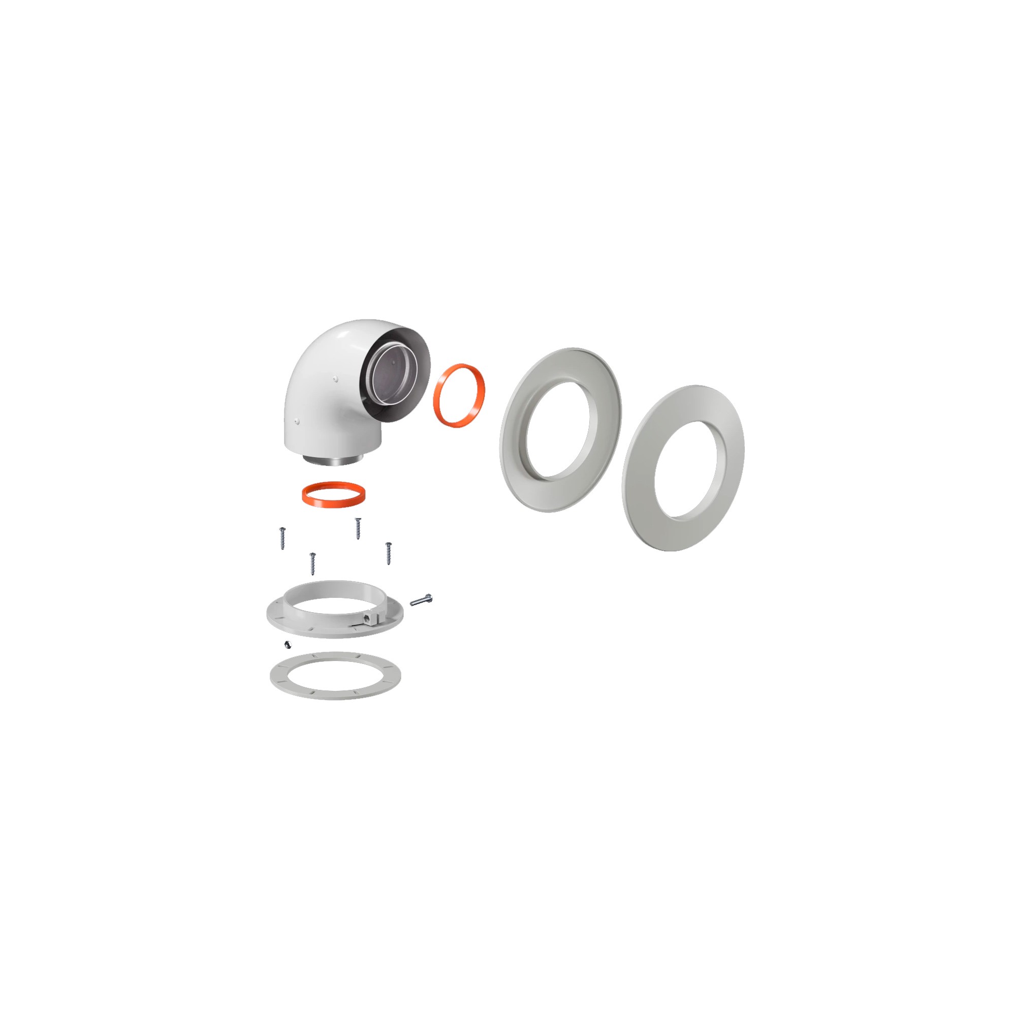 Отвод коаксиальный Royal Thermo 90° 60/100 мм с фланцем RTE 07.0001