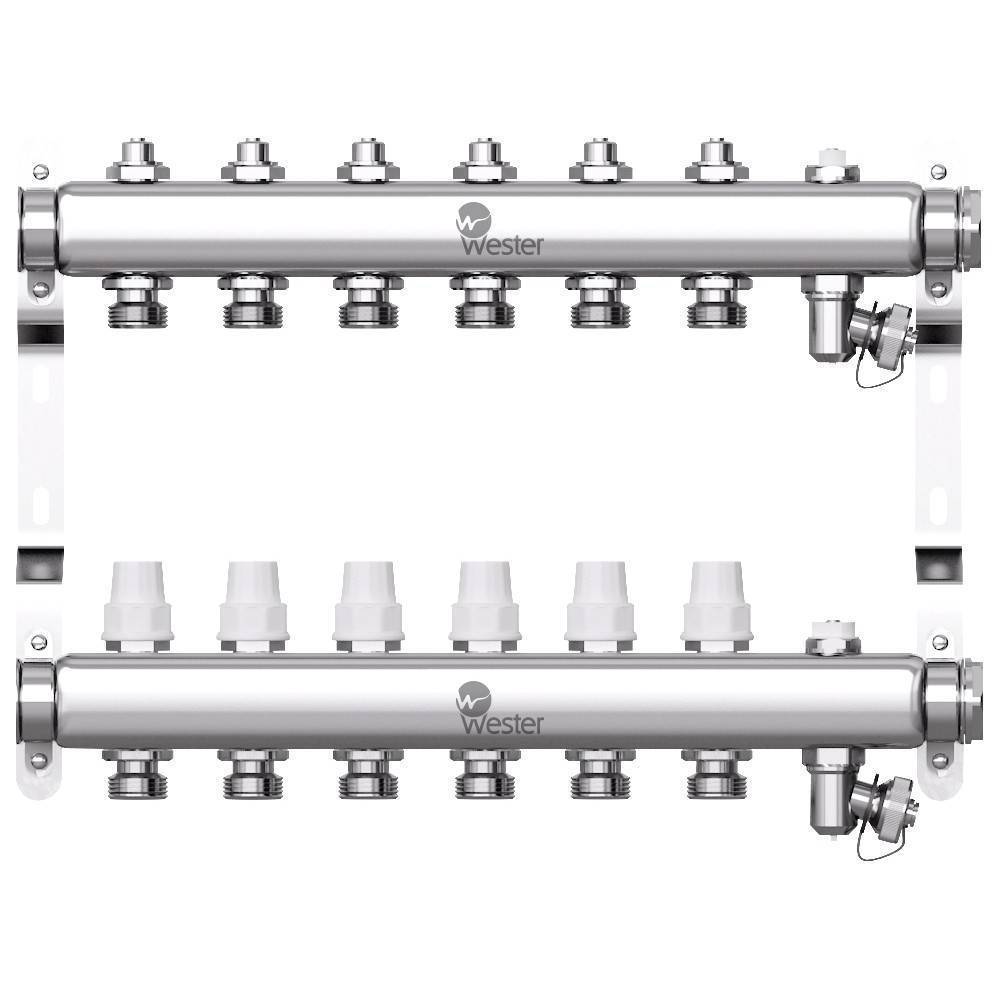 Коллекторный блок из нержавеющей стали Wester MUVS 1x3/4 6 выходов MUVS6134