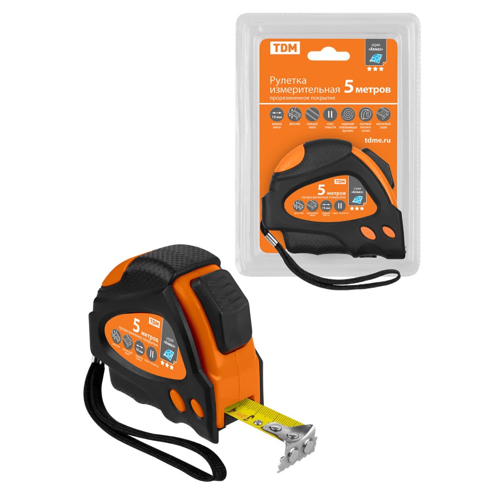 Рулетка TDM ELECTRIC Алмаз 5 м х 19 мм SQ1019-0102