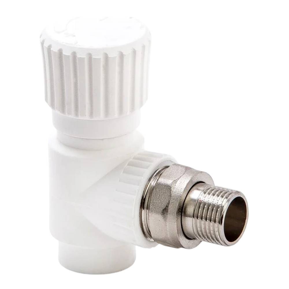 Вентиль радиаторный Lammin PPR угловой 20x1/2 белый LM-RV-A-20-12