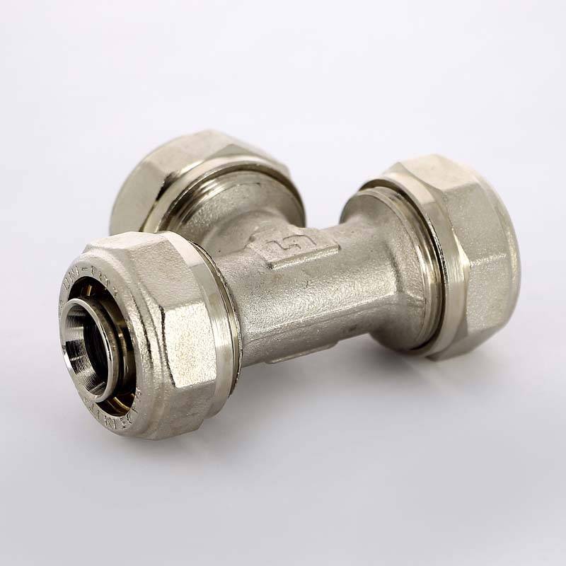 Тройник обжимной никелированный Uni-Fitt 26х26х26 мм 666N8880