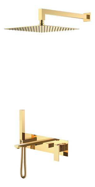 Смеситель для ванны встраиваемый Boheme Qubic 42x18.8x10 см золото глянцевое 474-G