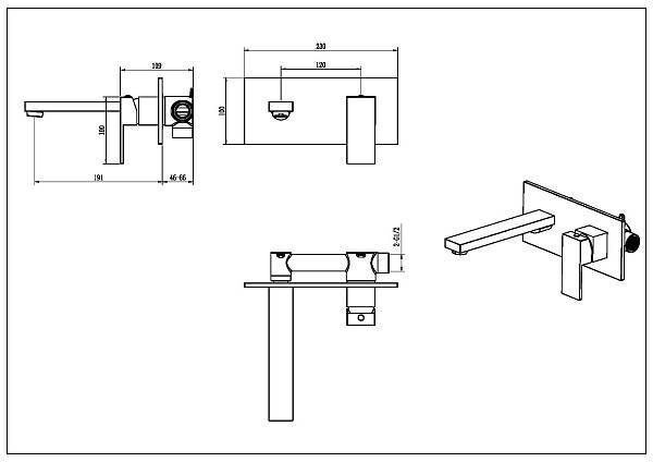 Смеситель для раковины настенный Boheme Qubic хром 475-CR