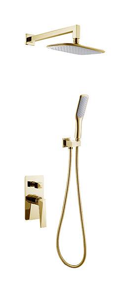 Душевая система Boheme Venturo встраиваемая со смесителем верхним и ручным душем золото глянцевое 384