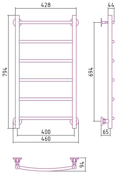 Полотенцесушитель водяной Стилье Версия-Н2 40x80 см белый 12622-8040