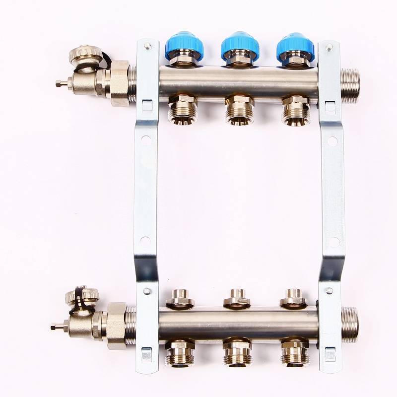 Коллекторная группа Uni-Fitt 1 x 3/4 3 выхода с балансировочными и термостатическими вентилями 456W4303