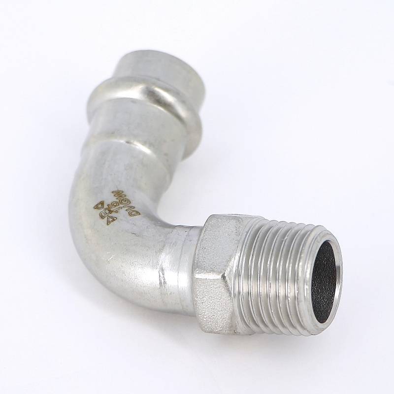 Угольник пресс IBP B-Press Inox 15 x 1/2 с наружной резьбой нержавеющая сталь PS4001G0150400