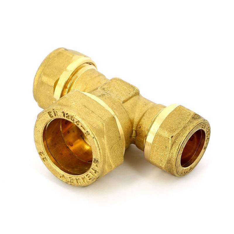 Тройник обжимной латунный Tiemme 15х22х15 мм 1000133