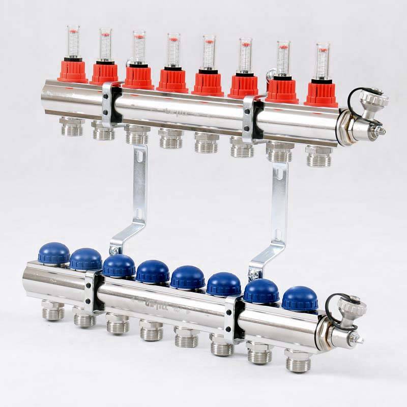 Коллекторная группа Uni-Fitt серия E 1x3/4 EK 8 выходов с расходомерами 440E4308