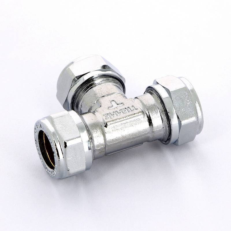 Тройник обжимной хромированный Tiemme 15 мм 1130012