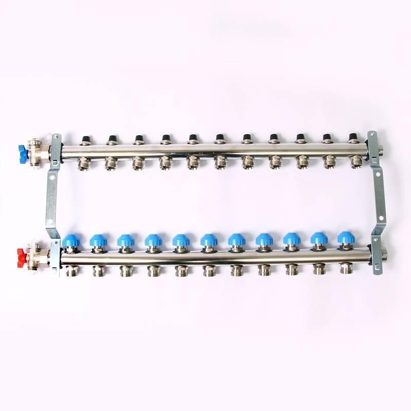 Коллекторная группа из нержавеющей стали Rehau HKV-D с регулирующими и термостатическими вентилями 1 x 3/4 EK 11 выходов 218111