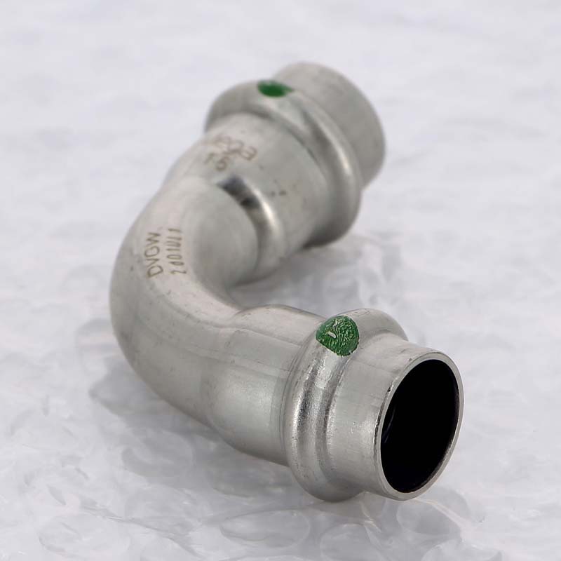 Отвод пресс 90° Viega Sanpress Inox нержавеющая сталь 15 мм 435639