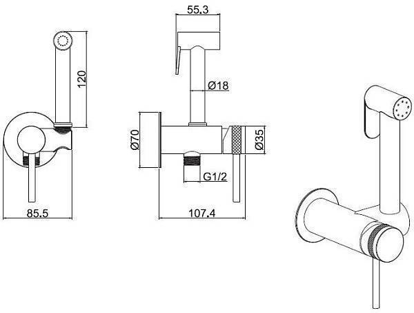 Гигиенический душ со смесителем Allen Brau Priority с внутренней частью черный матовый 5.31A29-31