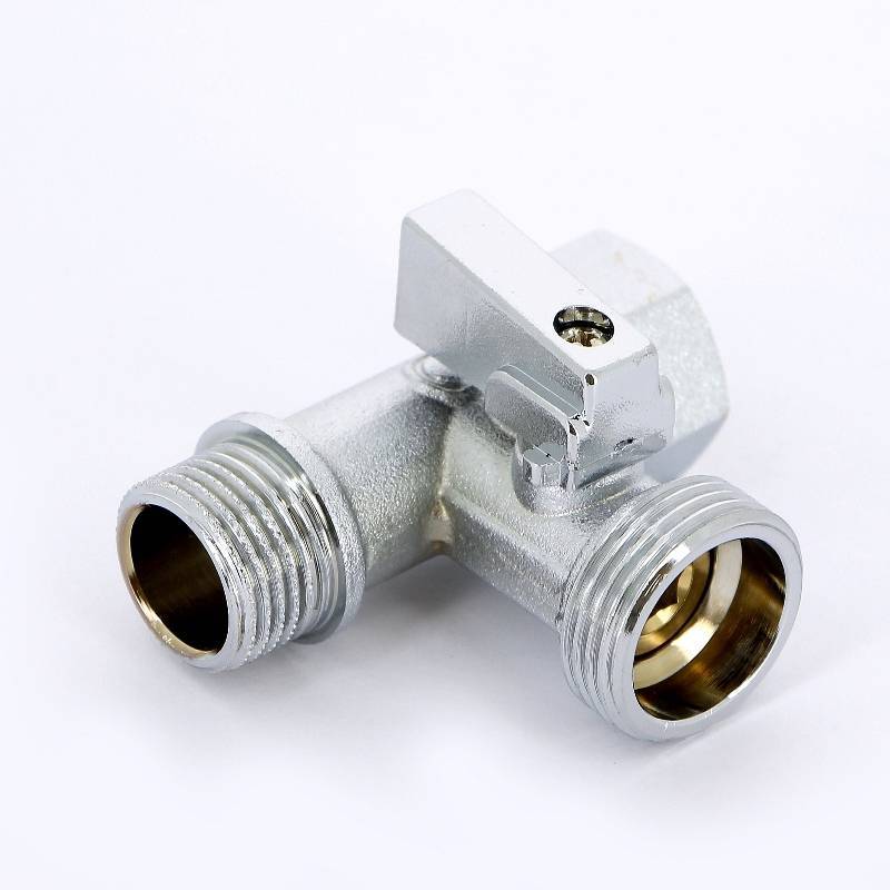 Кран шаровой для стиральной машины UNI-FITT проходной тройник 1/2х3/4х1/2 дюйма 182C2320