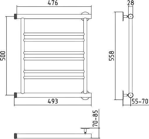 Полотенцесушитель водяной Стилье Минор 0601 49.3x55.8 см 00601-5050