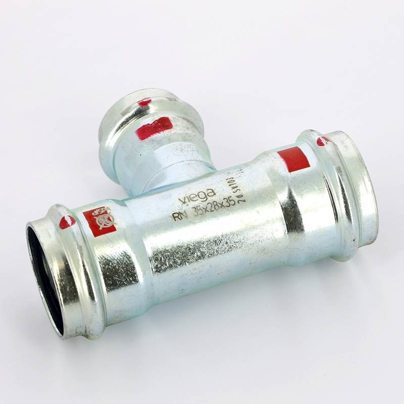 Тройник пресс Viega Prestabo оцинкованная сталь 35х28х35 мм 558772