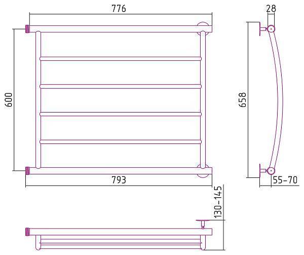 Полотенцесушитель водяной Стилье Минор 0602 80x60 см 00602-6080