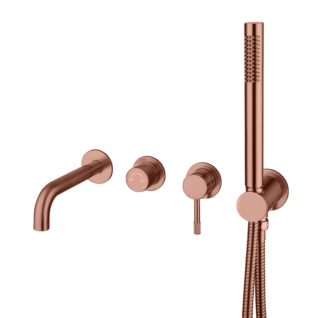 Смеситель для ванны и душа встраиваемый Boheme Uno на 3 потребителя излив 20.9 см медь матовая 464-3-CB