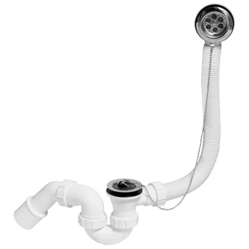 Слив-перелив для ванны McAlpine L 368 мм с ревизией пробка с цепочкой выход 40/50 мм хром MRB1-NS