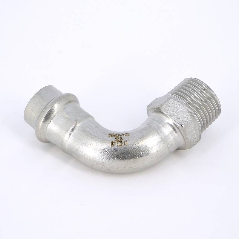 Угольник пресс IBP B-Press Inox 15 x 1/2 с наружной резьбой нержавеющая сталь PS4001G0150400