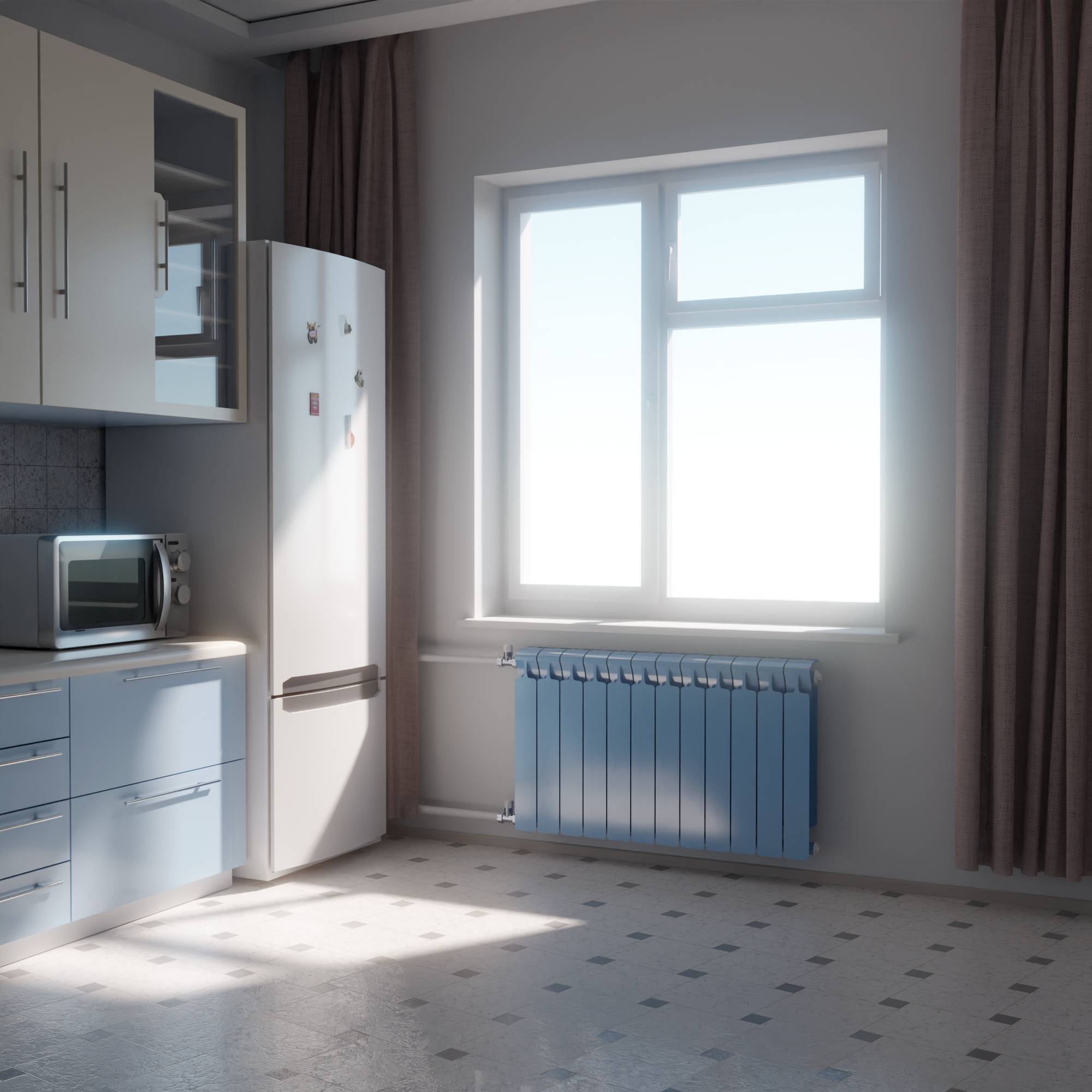 Радиатор биметаллический RIFAR Monolit 500 6 секций боковое подключение сапфир R-MN-500-06 RAL 5024