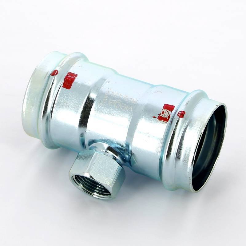 Тройник пресс-ВР оцинкованная сталь Viega Prestabo 54х3/4х54 мм 558987