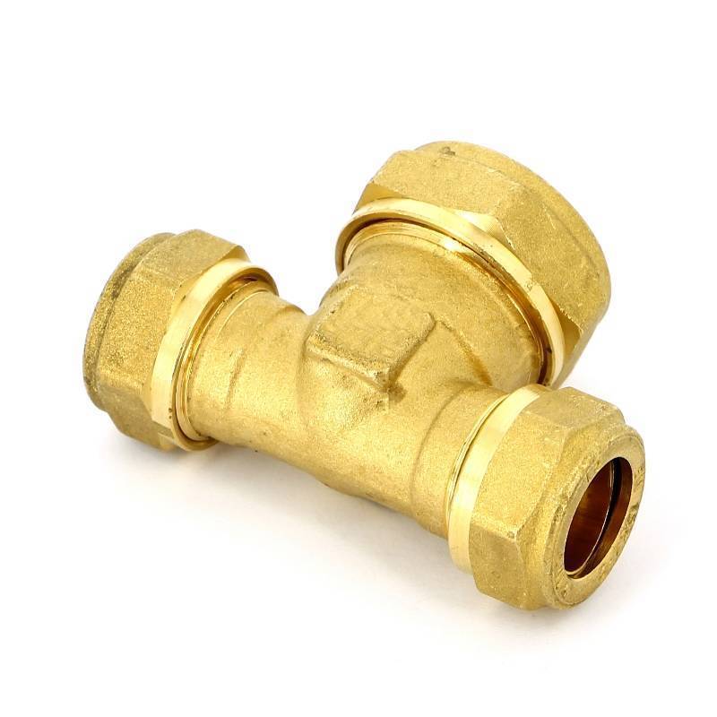 Тройник обжимной латунный Tiemme 15х22х15 мм 1000133