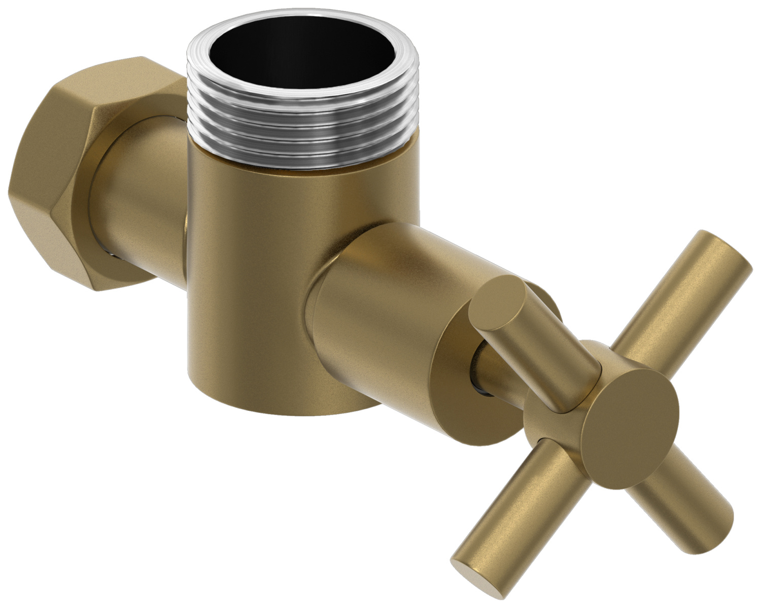 Вентиль регулировки температуры угловой Сунержа Крест G 1 HP - G 3/4 НГ золотой шёлк матовый 32-1304-0134