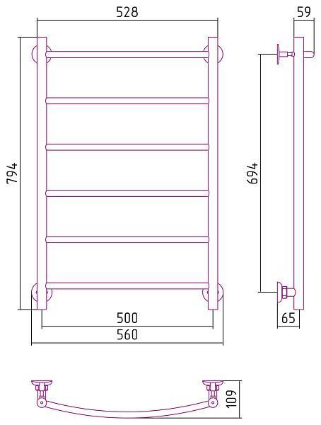 Полотенцесушитель водяной Стилье Версия-Н2 50x80 см белый 12622-8050