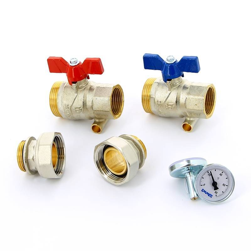 Комплект шаровых кранов Emmeti Progress 1 НВ с термометром 2 шт 01306260
