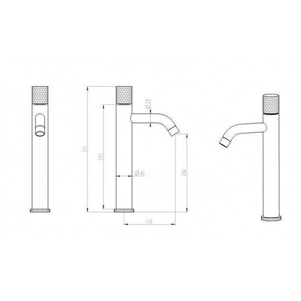 Смеситель для раковины Boheme Stick высокий черный матовый 122-BB.2
