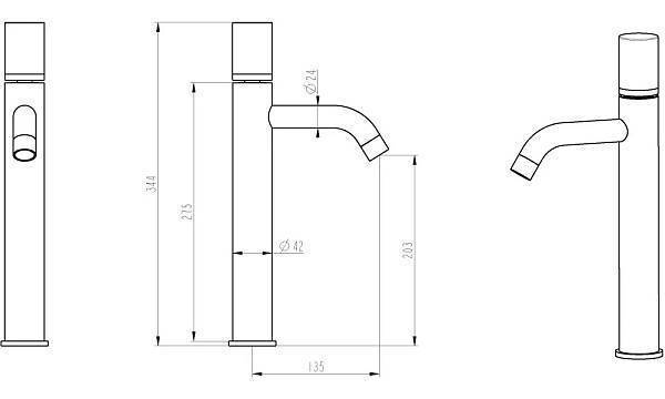 Смеситель для раковины высокий Boheme Stick ручка белый мрамор черный матовый 122-B-MR-W