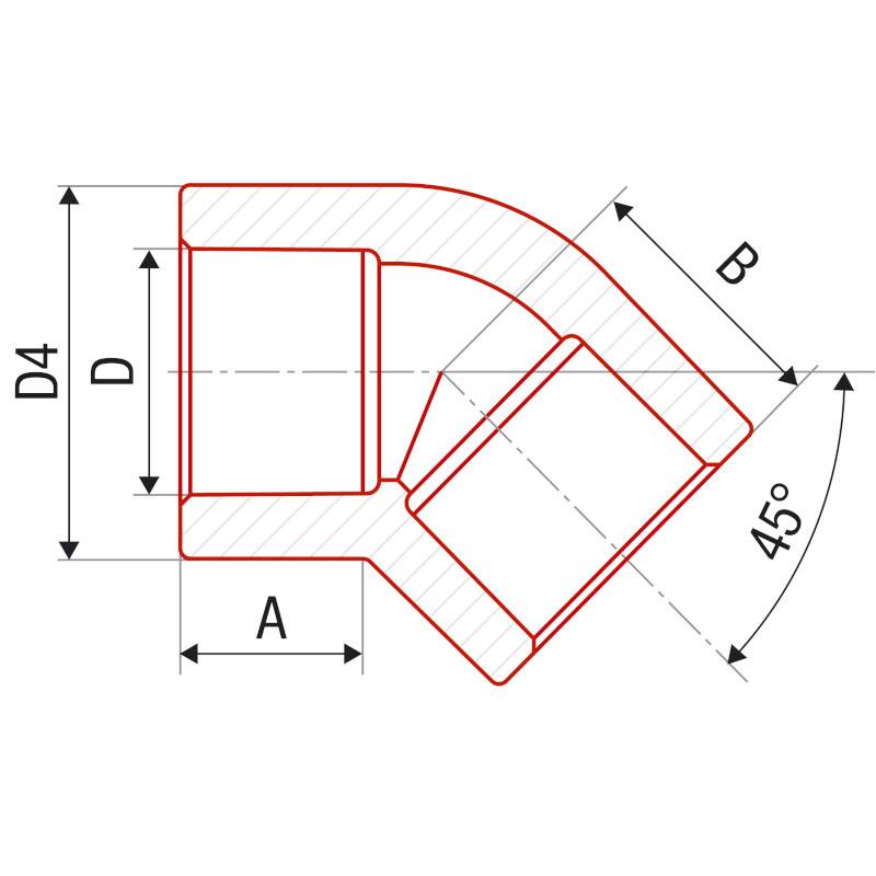 Угольник PPR 45° FV-Plast 16 мм AA203016000