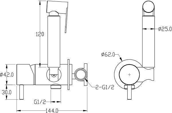 Гигиенический душ со смесителем Boheme Uno черный матовый 467-B