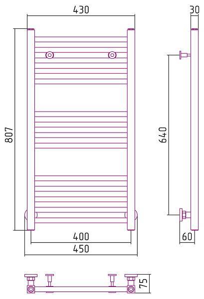 Полотенцесушитель водяной Сунержа Модус 400x800 мм матовый черный 31-0250-8040
